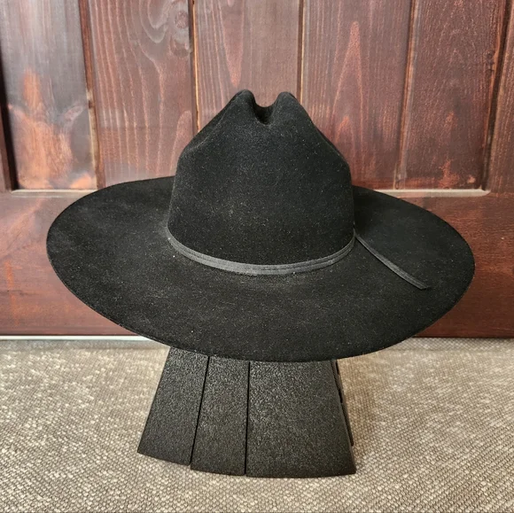 Vintage Resistol 4X Beaver Black Felt Cowboy Hat, Self Conforming, Oval, 6 7/8 - Picture 2 of 10
